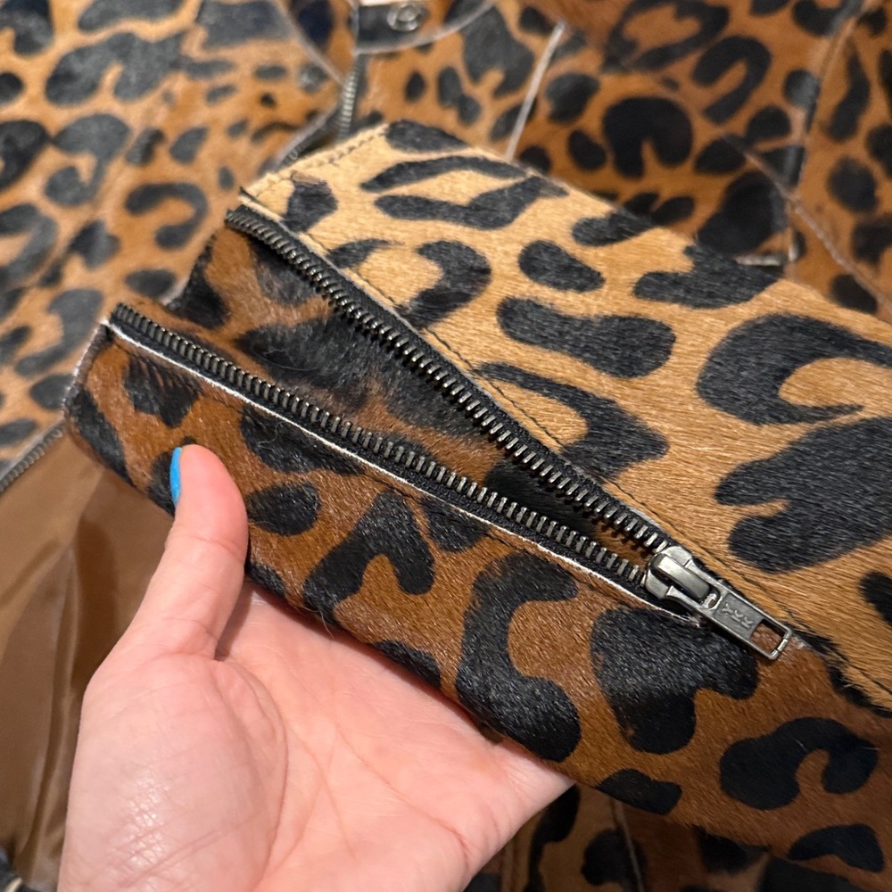 Understated Leather Leopard Print Leather Jacket - Picture 5 of 9